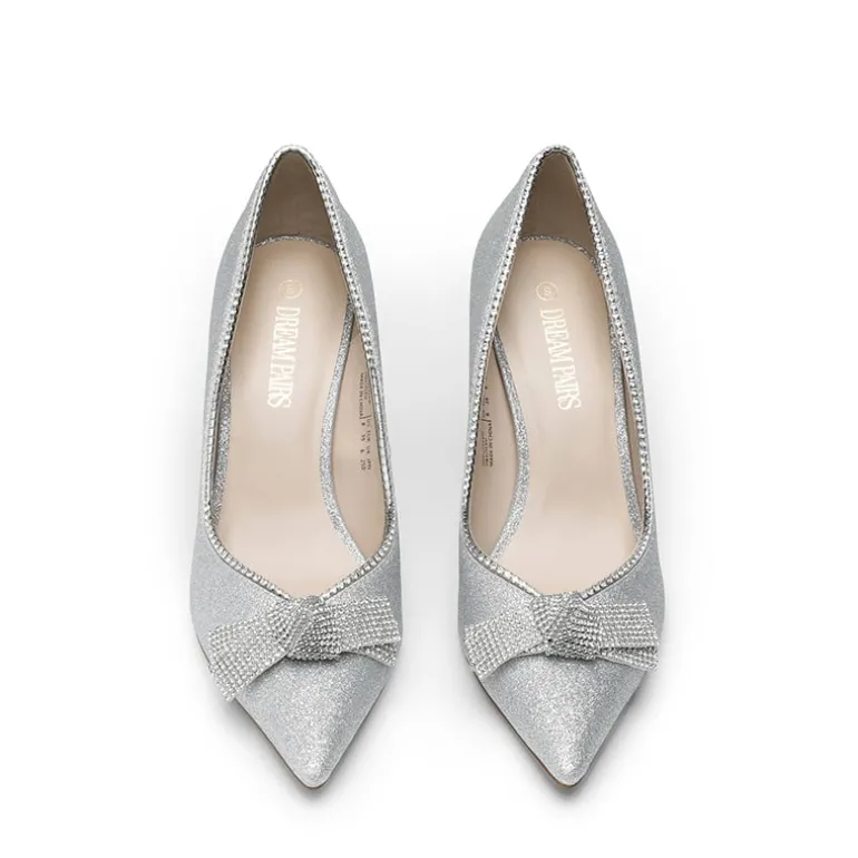 Rhinestone Bowknot Stiletto Heel Pumps