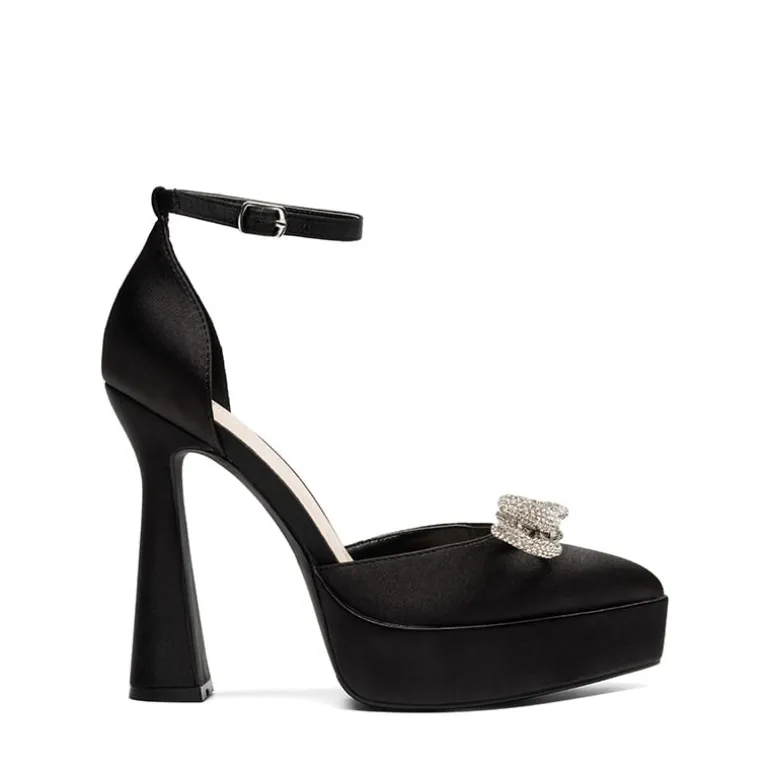 Rhinestone Bow Platform Pumps