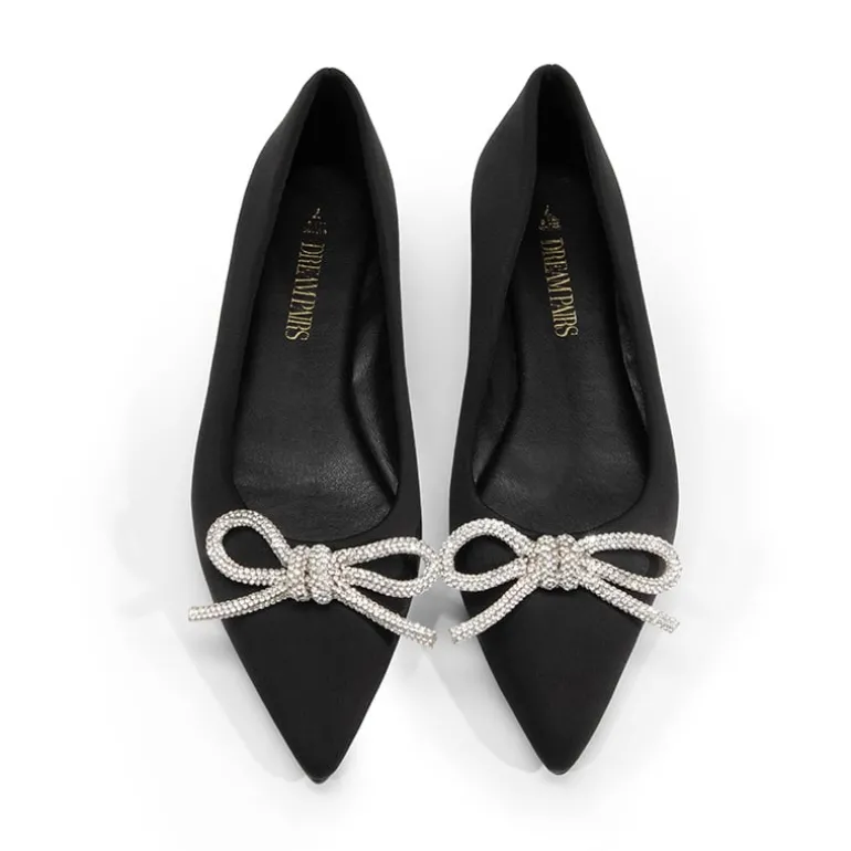 Rhinestone Bow Pointed Toe Flats