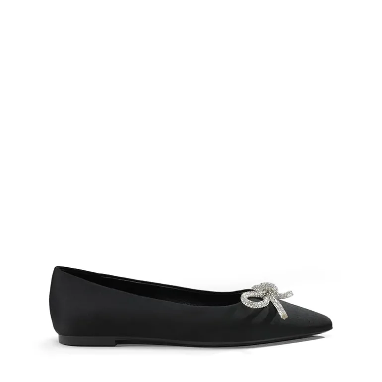 Rhinestone Bow Pointed Toe Flats