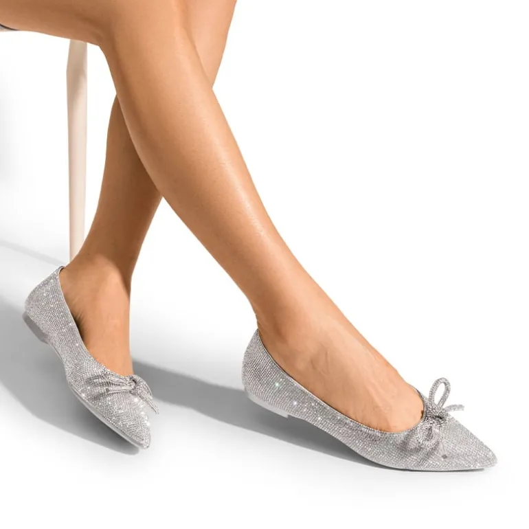 Rhinestone Bow Pointed Toe Flats