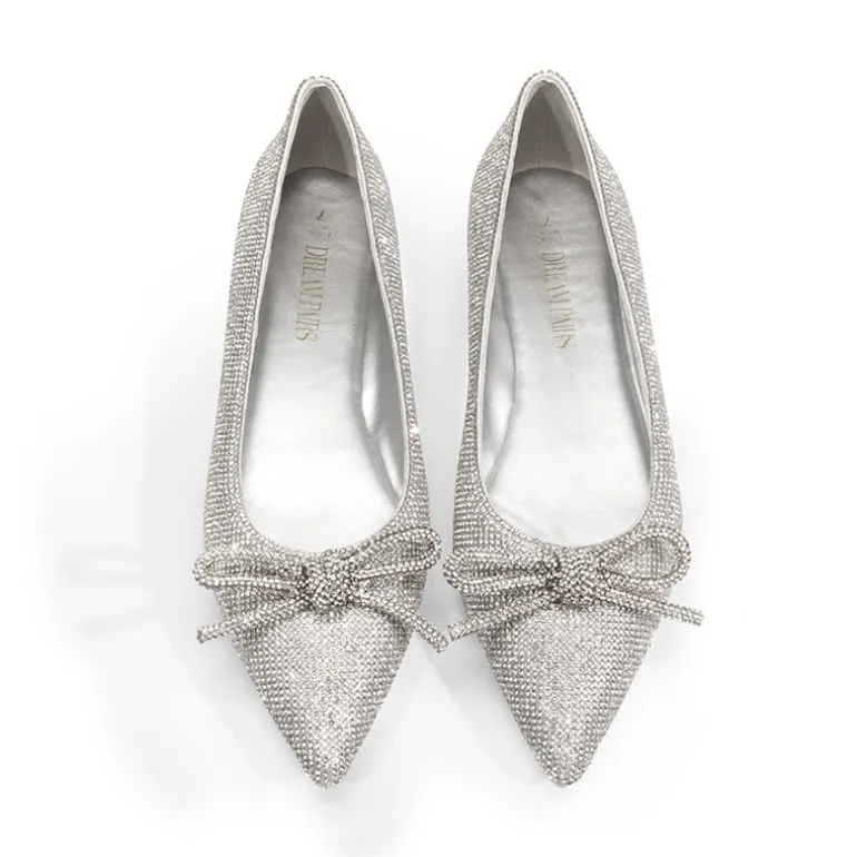 Rhinestone Bow Pointed Toe Flats