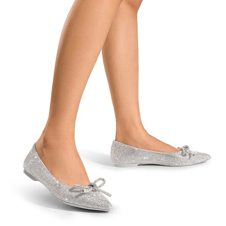 Rhinestone Bow Pointed Toe Flats