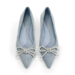 Rhinestone Bow Pointed Toe Flats