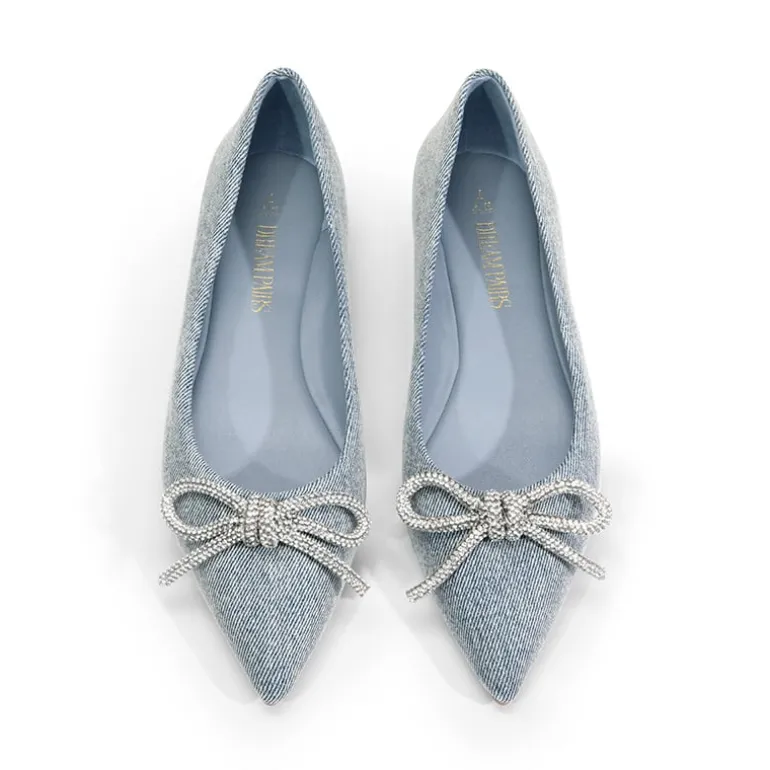 Rhinestone Bow Pointed Toe Flats