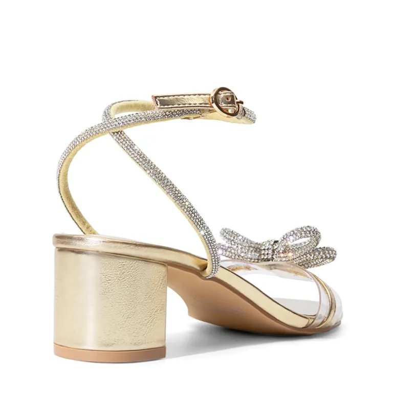 Rhinestone Bows Chunky Sandals