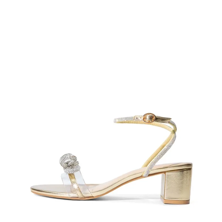 Rhinestone Bows Chunky Sandals