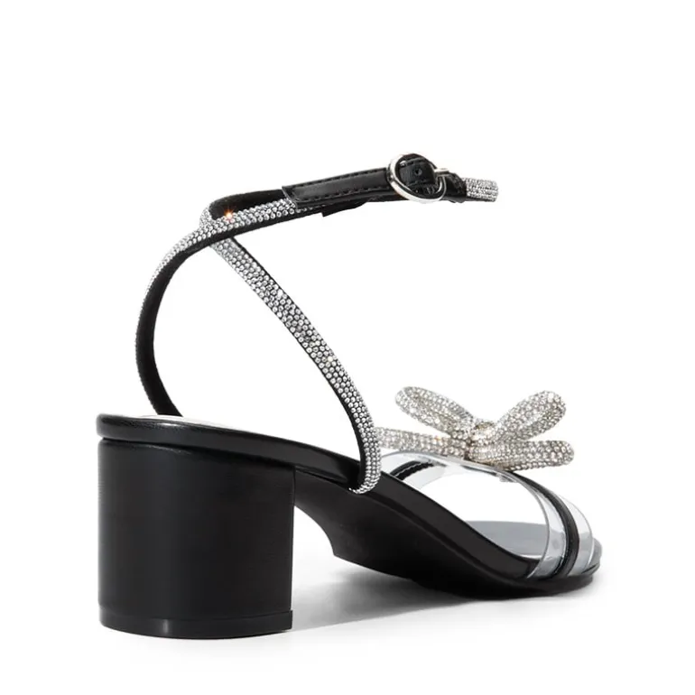 Rhinestone Bows Chunky Sandals
