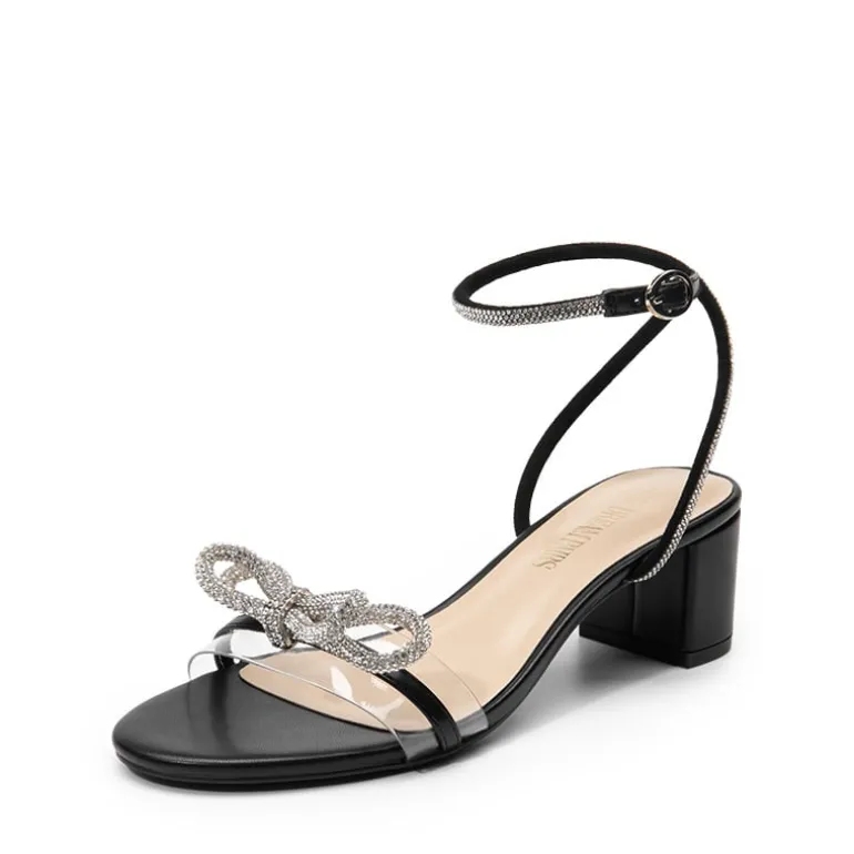Rhinestone Bows Chunky Sandals