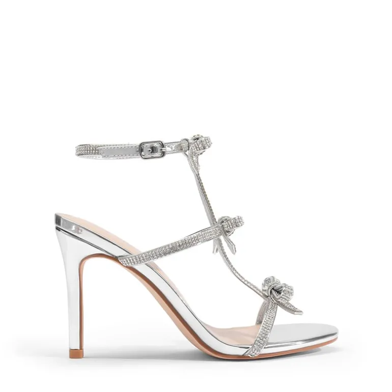 Rhinestone Bow Stiletto Sandals