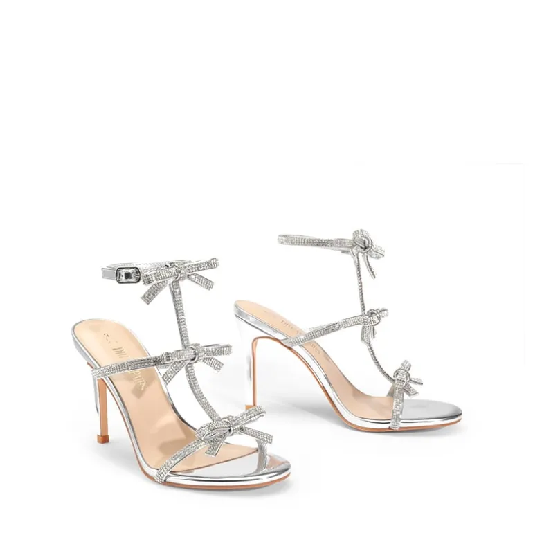Rhinestone Bow Stiletto Sandals
