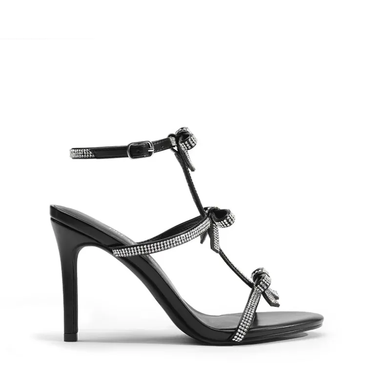 Rhinestone Bow Stiletto Sandals