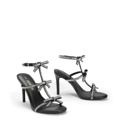 Rhinestone Bow Stiletto Sandals