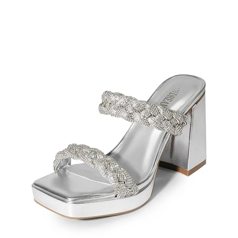 Rhinestone Braided Strap Heel Sandals