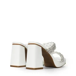 Rhinestone Braided Strap Heel Sandals