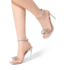 Rhinestone Double Bow Stiletto Heels