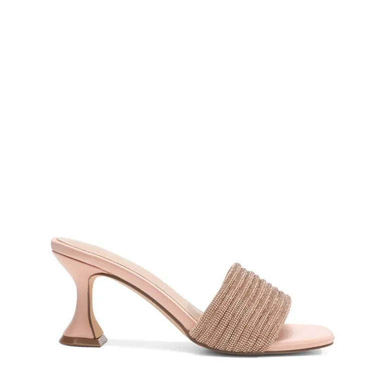 Rhinestone Flared Heel Sandals