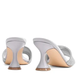Rhinestone Flared Heel Sandals