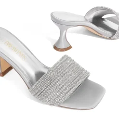 Rhinestone Flared Heel Sandals