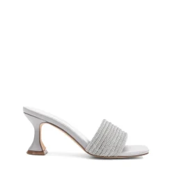 Rhinestone Flared Heel Sandals