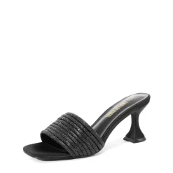 Rhinestone Flared Heel Sandals