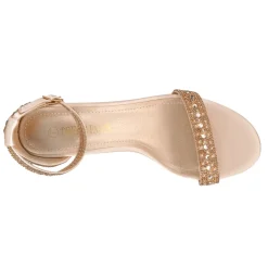 Rhinestone 3-Inch Chunky Heel Sandals
