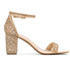 Rhinestone 3-Inch Chunky Heel Sandals