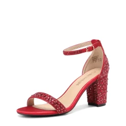 Rhinestone 3-Inch Chunky Heel Sandals