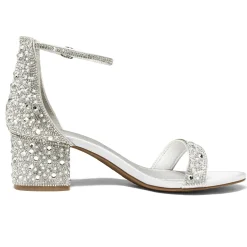 Rhinestone Low Chunky Heel Sandals