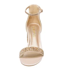 Rhinestone Low Chunky Heel Sandals