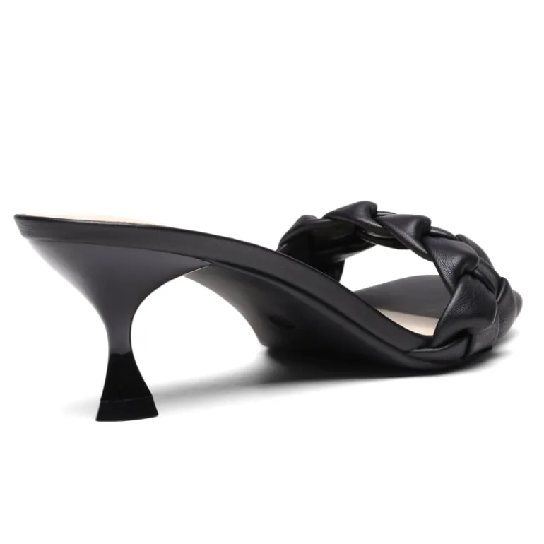 Rhinestone Open Toe Kitten Heel Mule Sandals
