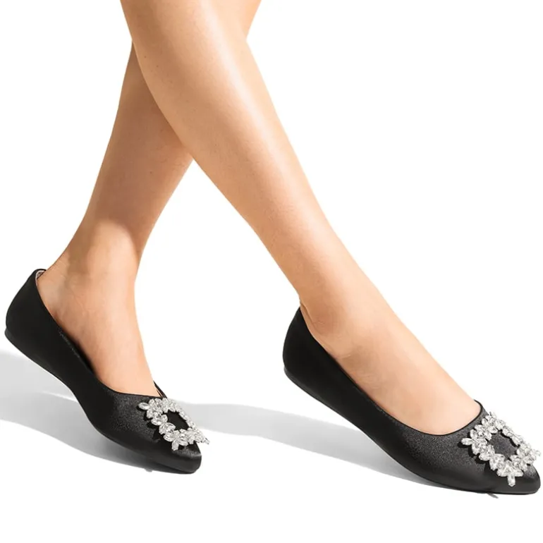 Rhinestone Square Buckle Flats