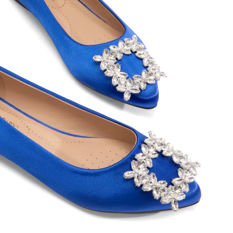 Rhinestone Square Buckle Flats