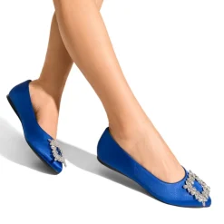 Rhinestone Square Buckle Flats