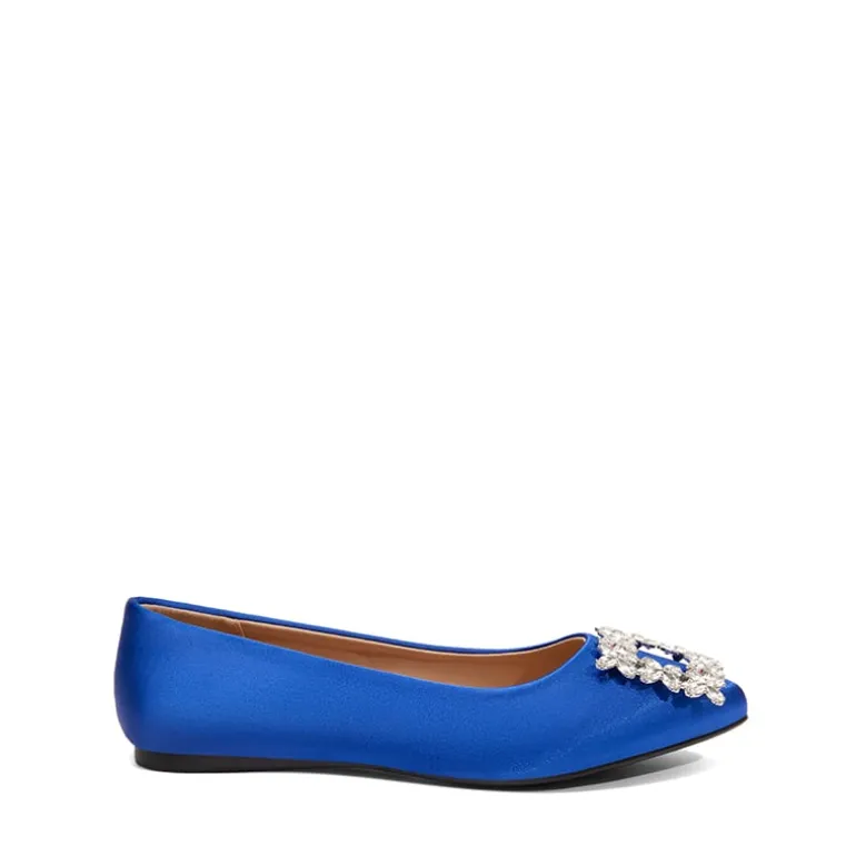 Rhinestone Square Buckle Flats