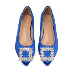 Rhinestone Square Buckle Flats
