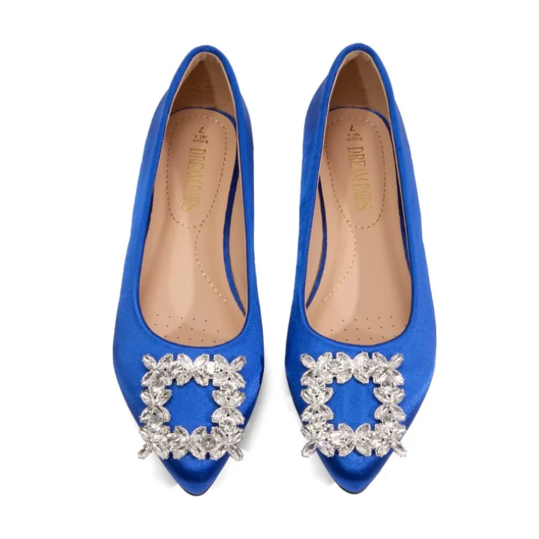 Rhinestone Square Buckle Flats