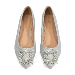 Rhinestone Square Buckle Flats