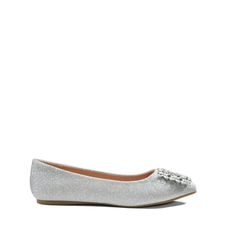 Rhinestone Square Buckle Flats