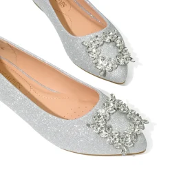 Rhinestone Square Buckle Flats