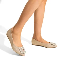 Rhinestone Square Buckle Flats