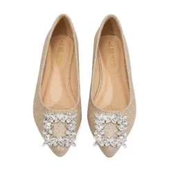 Rhinestone Square Buckle Flats