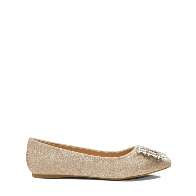 Rhinestone Square Buckle Flats