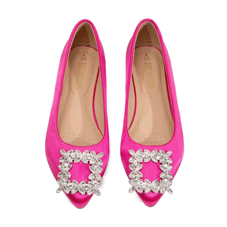 Rhinestone Square Buckle Flats