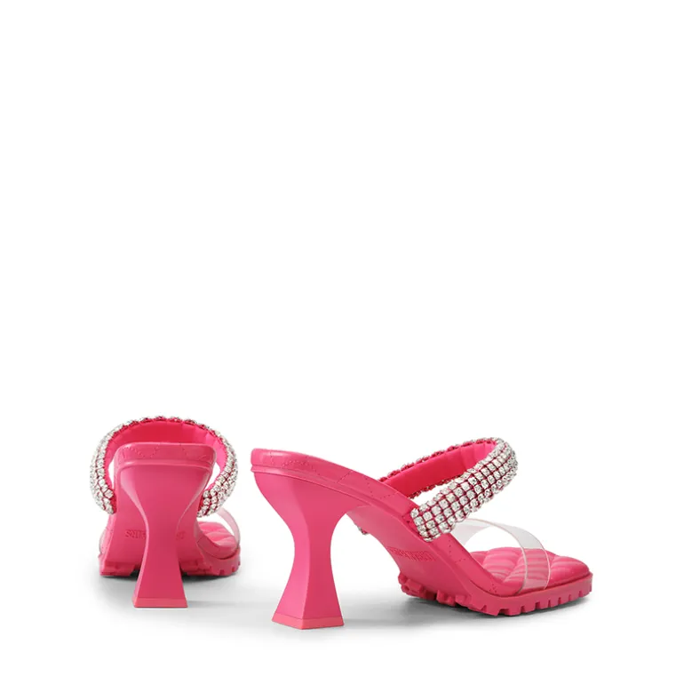 Rhinestone Strap Quilted Heel Sandals