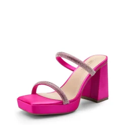 Rhinestone Straps Chunky Sandals