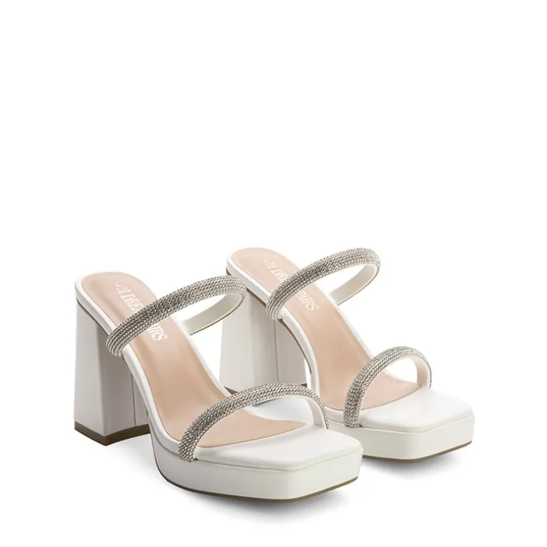 Rhinestone Straps Chunky Sandals