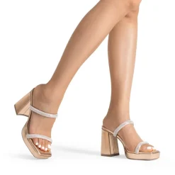 Rhinestone Straps Chunky Sandals