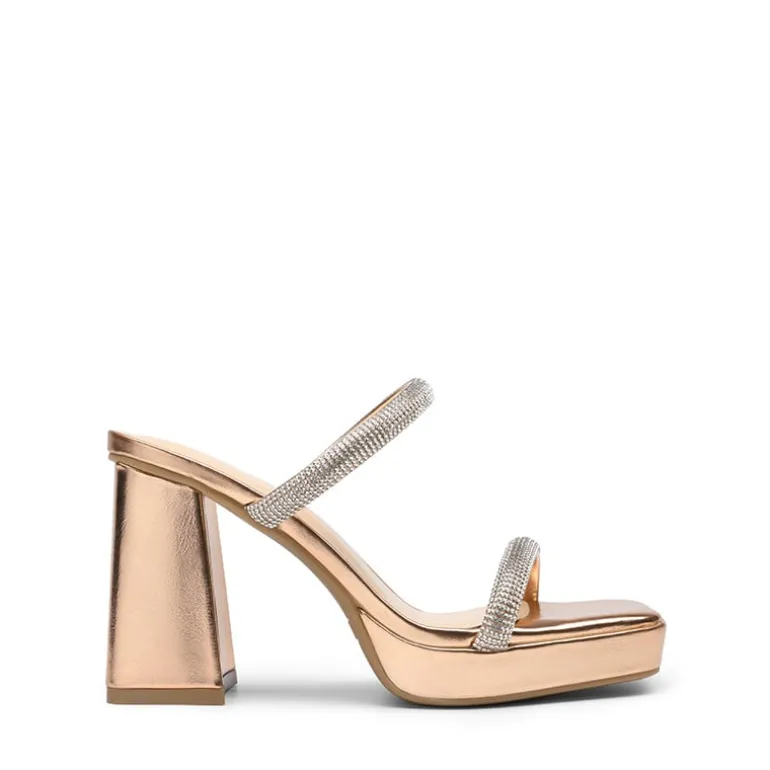 Rhinestone Straps Chunky Sandals