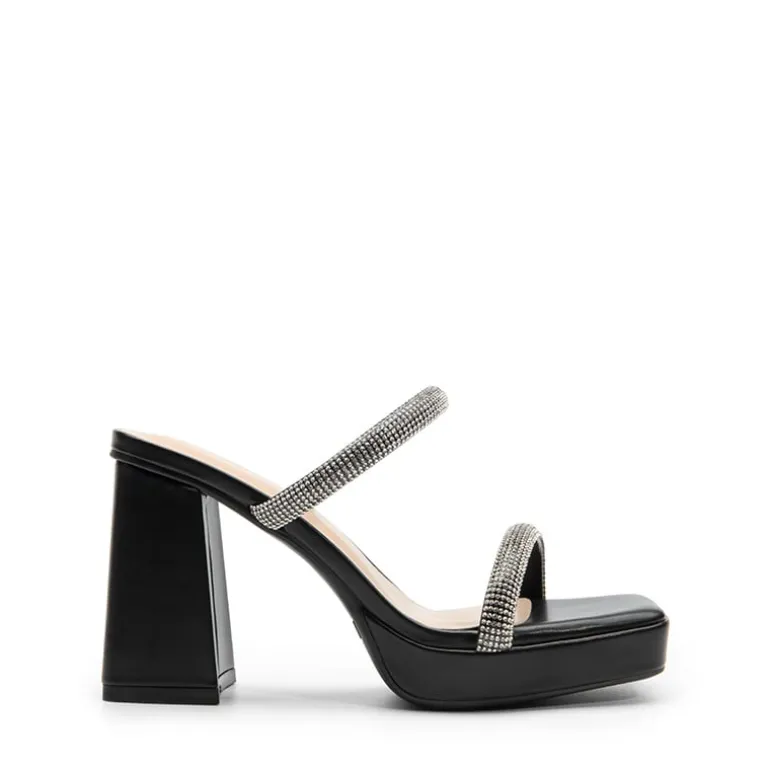 Rhinestone Straps Chunky Sandals